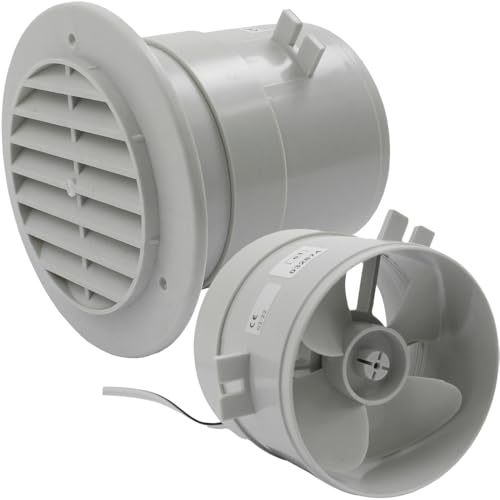 Comet Ventilador de pared para caravana, caravana, furgoneta, color gris claro, 12 V, 7 W, 80 mm de diámetro