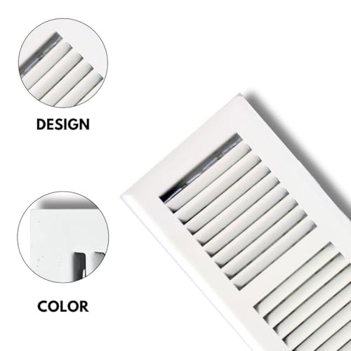 Image of 6 inch x 14 inch White Floor Register 2 Way - Stamped Face Steel Vent Cover, HVAC Floor Grille for AC Heat, Fits 6x14 Duct Opening, Heavy Duty Metal Register