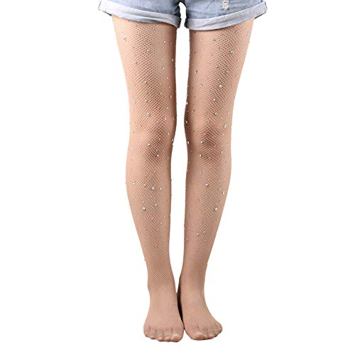 PreSox Fishnet Tights Seamless Nylotngs Pantyhose for Women, Color Skin, OS