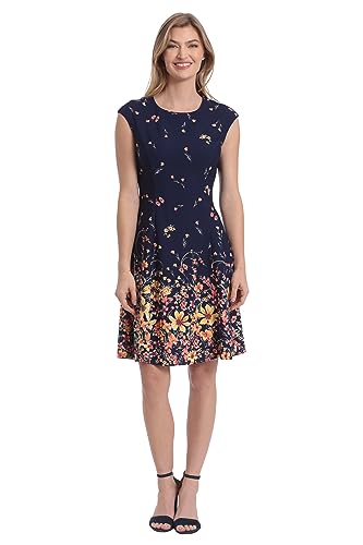 Image of London Times Womens Dresses Cap Sleeve Fit and Flare - Elegant Summer Cocktail Graduation Garden Party Wedding Guest Dress