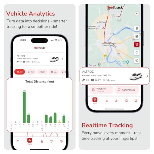 Image of Fleettrack GPS Tracker with 1 Year Pre-Recharged SIM + Mobile App (Android & iOS) | Hidden Mini GPS Tracker Device for Car, Bike, Scooty, Truck, Bus with 15+ Premium Features
