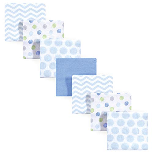 Image of Luvable Friends Unisex Baby Cotton Flannel Receiving Blankets, Blue Dots 7-Pack, One Size