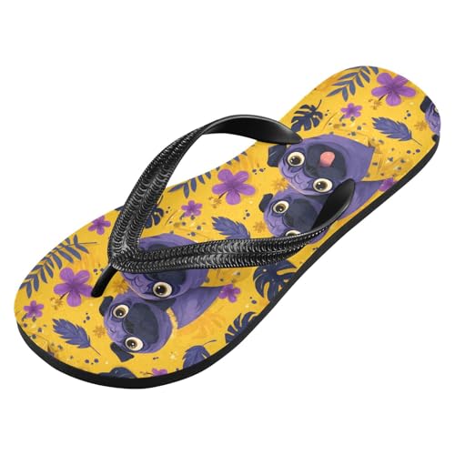 Flip Flop Sandals Pug Cartoon Print for Women Men Beach Outdoor XS2
