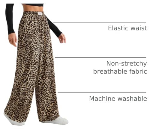 Image of RoseSeek Women's Letter Leopard Print Y2K Straight Elastic Waist Leg Pants | Cheetah Print, Straight, Baggy Loose Fit, Slant Pocket, Streetwear, Vintage, Graphic Trousers