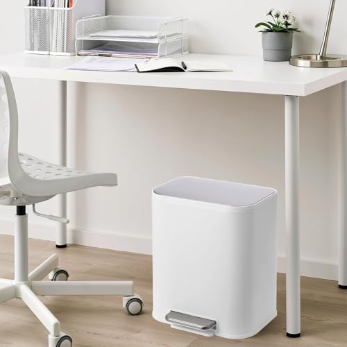 Caneca de basura rectangular de acero blanco 20L miniatura 2