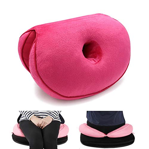 Baiwka Coussin De Yoga De Granule De Latex De Femmes Fesses Pliantes Multifonctionnelles De Taille Coussin De Siège en Peluche Coussin De Beignet Rose,Posture Assise Corrective