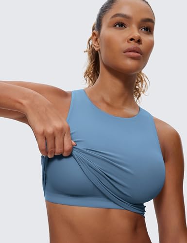 Image of CRZ YOGA Butterluxe High Neck Crop Tank Tops | Light Support, Removable Pads, Yoga, Extremely Soft, Racerback, Longline Sports Bras for Women