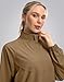 Soothfeel Women's Athletic workout Jacket Lightweight UPF 50+ Long Sleeve Sun Protection Shirts Zip Up Cropped Hiking Tops (Deep Khaki, M)