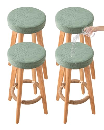 Image of CRFATOP 4 Pack Waterproof Bar Stool Covers Round Seat Slipcover,L,Green | 15-18 In Stretch Counter Cushion Protector, Washable, Pet Friendly, for Bar Kitchen Living Room Decor, No Cushion or Pad