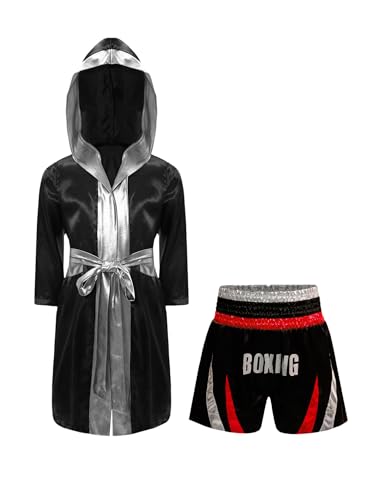 Ropa de boxeo para niños Alvivi con batín rojo y pantalones cortos 9-10 años