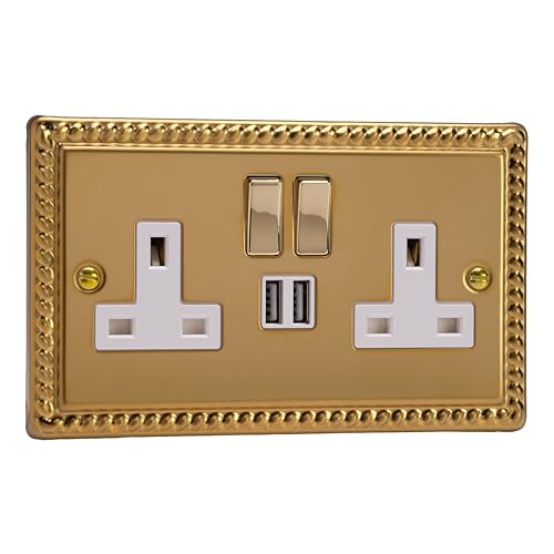 Prise géorgienne double laiton idéale pour chambre et bureau