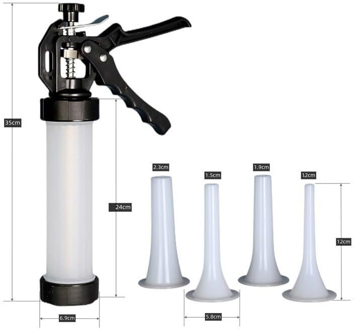 Manual Sausage Maker, Hand Squeeze Enema With 4 Funnel, Meat Stuffer Filler Hand Operated Salami Maker, Hand Operated Sausage Stuffer for Family Reunion