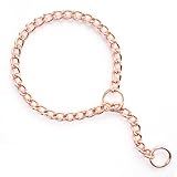 TSPRO Stainless Steel Heavy Duty Metal Dog Collar, Adjustable and Durable Pet Collar for Medium to Large Dogs, Ideal for Walking and Training (Rose Gold, 4MM*20.5-23 inches)