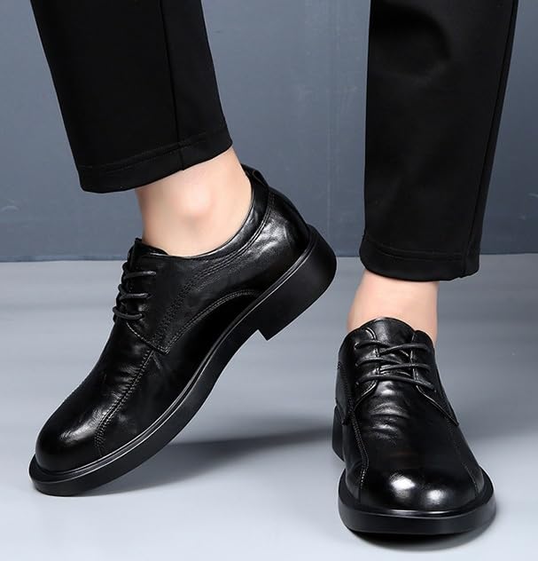 Men's Classic Leather Oxford Dress Shoes Fashion Casual Lace-Up Low Breathable Tuxedo Comfortable Round-Toe Shoes3