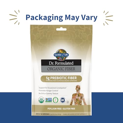 Garden of Life Dr Formulated Organic Fiber Supplement Powder Unflavored, Sugar Free, Psyllium Free Prebiotic Superfoods, Constipation Relief and Hunger Control for Men and Women, 32 Servings - Image 3