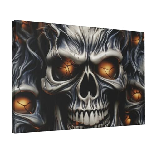 Impressions sur toile de peintures premium tête de mort encadrées HCBPWVQA