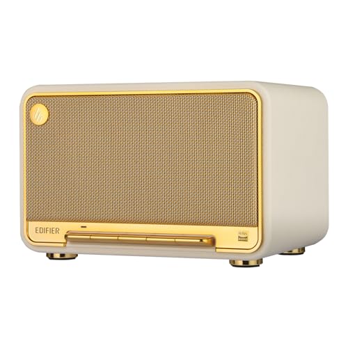 Image of Edifier D32 Tabletop Wireless Speaker, Hi-Res Audio Bluetooth Speaker, Portable Retro Combo Speaker, 60 Watts RMS, Bluetooth 5.3, 11-Hour Playtime, White