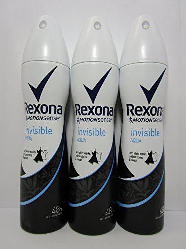 Set of 3 Rexona Invisible Aqua Deodorant Antiperspirant Spray Women 150 Ml / 5.07 Oz