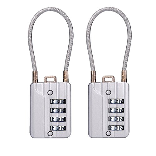 SEPOX Resettable Combination Travel Lock, 4 Digit Cable Lock for Suitcase, Travel Bag