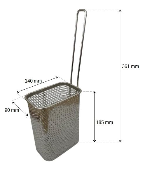 TBR0234 - CESTINO MADE IN ITALY CUOCIPASTA PROFESSIONALE 90X140X185H MM IN ACCIAIO INOSSIDABILE AISI 304 CESTELLO CUOCI PASTA INOX MONO PORZIONE MANICO ACCIAIO