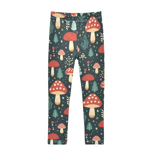 ALAZA Girls' Leggings Children's Yoga Pants Skinny Printed Dance Mushroom Cute Comfortable 4T
