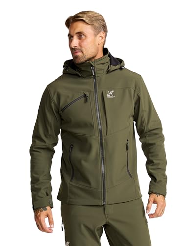 RevolutionRace Hiball Softshell Jacket para Hombre, Chaqueta de Exterior para Senderismo, Forest Night, S
