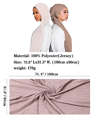 2PCS Women Hijab Scarfs Solid Color Muslim Head Scarf Stretch Jersey hijab muslim scarf2