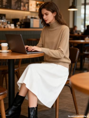 Image of SANGTREE Women's Turtleneck Sweaters Long Sleeve Pullover Tops | Breathable and Lightweight Fall Winter Fashion Outfit.Perfect for Daily,Office,Vacations,Holiday,Family Gatherings Etc.