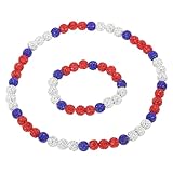 Photo Gallery sourcing map set di collana e braccialetto, 45,7 cm, collana da baseball da 19 cm, braccialetto con brillantini della collezione ice e strass, per uomini, donne, giocatori, regali (rosso, blu, bianco Photo Gallery sourcing map set di collana e braccialetto, 45,7 cm, collana da baseball da 19 cm, braccialetto con brillantini della collezione ice e strass, per uomini, donne, giocatori, regali (rosso, blu, bianco