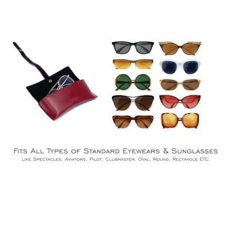 Image of AICA Personalised Name & Charm Leather Sunglass Case Cover for Men & Women | Hard Case Eyewear Cover