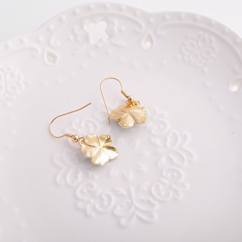 Tiny Myosotis Forget Me Not Flower Charm Dangle Earrings Wedding Gift 3 Tone (Purple Gold)4