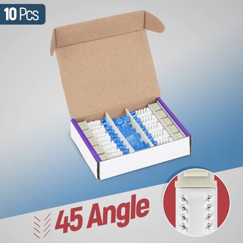 Image of Everest 45 Degree RJ45 Cat5e Keystone Jacks Slim Profile 10-Pack Ivory | Compatible with 45 Angled Speed Termination Tool - 45Term (B0BL3GS7ZY)