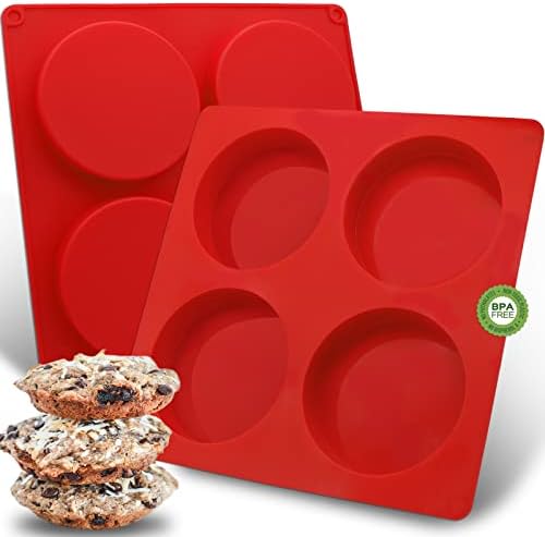 GDDGCUO Muffin Top Pan, Silicone Muffin Top Baking Pans, 4 Inch Egg Sandwich Molds, For Hamburger Bun, Mini Pie, Egg Muffin, BPA Free