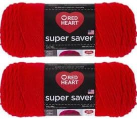 Bulk Buy: Red Heart Super Saver (2-Pack) (Hot Red, 7 oz Each Skein)