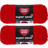 Bulk Buy: Red Heart Super Saver (2-Pack) (Hot Red, 7 oz Each Skein)