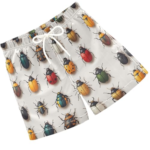 Pigsaly Boys Swim Trunks Colorful Ladybugs Boys Board Shorts Swimsuit Swimwear Summer Bathing Suit 4T