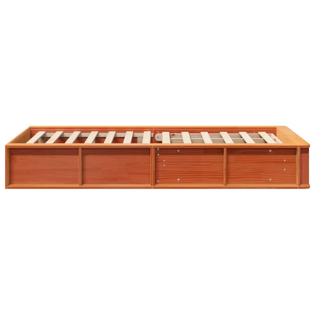 Marco de cama marrón cera, 100 x 200 cm, madera de pino maciza, estructura individual con somier, robusta cama de plataforma para adultos y jóvenes, muebles de dormitorio duraderos