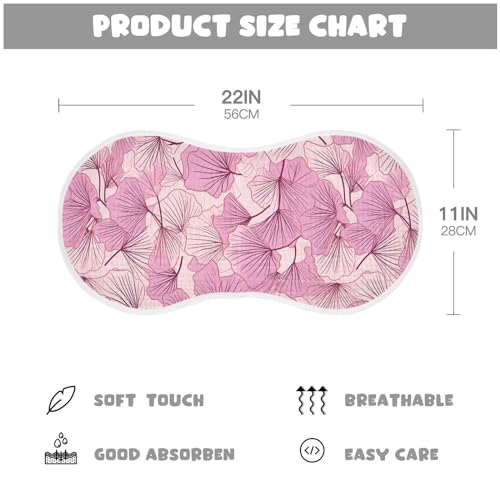 J JOYSAY Ginko Pink Leaf Baby Burp Cloths for Boys Girls Large 22''x11'' Cotton Fabric Drool Cloths Extra Absorbent Soft 4 Layer Newborn Towel for Girl 1 Pack2