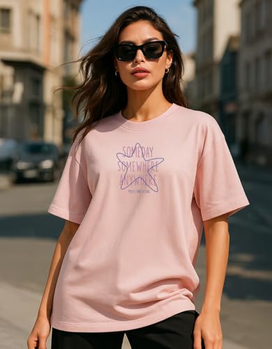 Image of Cotton Blend Oversized Baggy Fit Drop Shoulder Graphic Printed Half Sleeve T-Shirt Combo for Women (Pack of 3) (Sizes: S to 2XL)