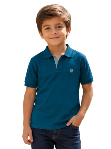 Image of Lux Cozi Boy's Polycotton Polo T-Shirt | Solid Collared Half Sleeve Tee for Kids | Soft Breathable Summer Wear | Casual Smart Polo T-Shirt | 3-14 Years
