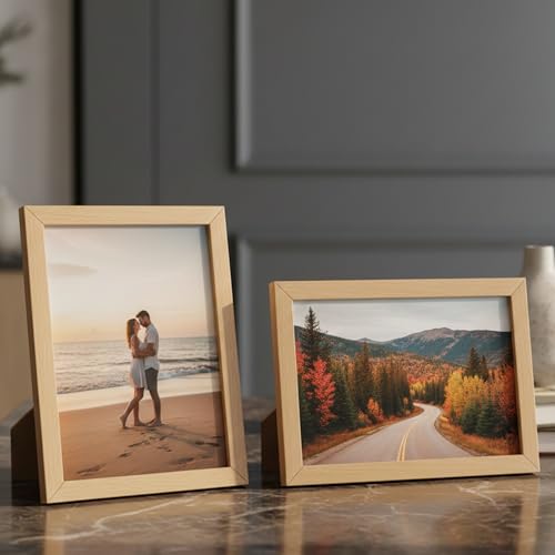 Image of 4x6 Inch Wooden Photo Frame | Fits 4x6 Photos | 0.5 mm Unbreakable Acrylic Front | Wall & Tabletop Display | Lightweight Gallery Style Frame for Home & Office (12, Natural Wood Finish)