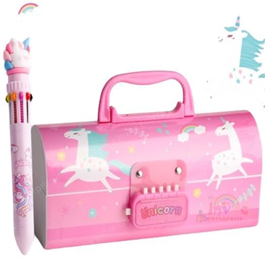 Rahasya Enterprise Plastic Pen & Pencil Box-Suitcase Style Password Lock Pencil Case,Multi-Layer Pencil Box For Kids, Boys, Girls, Stationary Organizer Case For Kids (Pink Unicorn Pen & Pencil Box) (B0CKRLZ82X) Amazon Price History, Amazon Price Tracker