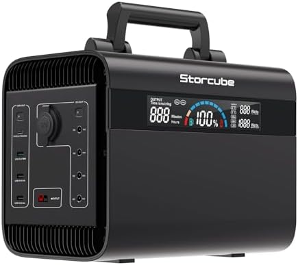 STORCUBE Portable Power Station 1000W, 896Wh/280000mAh Tragbare Powerstation Lifepo4 mit 2 AC Ausgängen, PD 100W Fast Charge, 11 Ausgänge, Mobiler Solargenerator Stromspeicher für Outdoor Camping