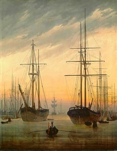 Vue d'un port par Caspar David Friedrich Posters et Art Pour Décoration Chambre