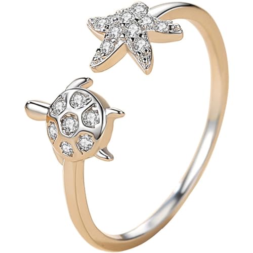 SUPVOX Anillo de Mar Mujer Diseño para y de Ajustable Tortuga en Cobre Color Plata Estilo Clásico y Elegante Citasy Adecuado para Playas