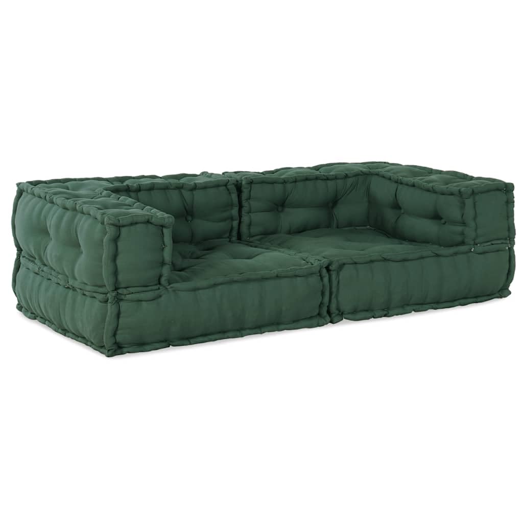 Hothingwell Sofá Modular 2 Plazas de Tela Verde 140x70x36 | Algodón Suave, Relleno de Espuma, Reconfigurable, Ideal para Sala y Porche