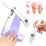 UV Nail Lamp for Gel Polish LEDSUUEI, [2-in-1 Dual-Zone]Handheld UV Light for Gel Nails, 400mAH Rechargeable Portable LED Display Nail Lamp Fast Flash Cure Nail Dryer for DIY Deco Manicure Home Travel