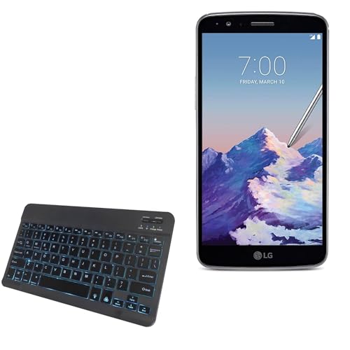 BoxWave Keyboard Compatible with LG Stylo 3 - SlimKeys Bluetooth Keyboard - with Backlight, Portable Slim LED 7 Colors - Jet Black