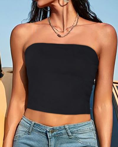 Image of Summer Tube Tops Basic Crop Tops for Women Strapless Tank Casual Tunics Sexy Short Shirts 2026