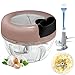 Zwiebelschneider Manuell 500ML Zerkleinerer mit Seilzug leicht zu ziehen Multizerkleinerer Zwiebelhacker Mixer zum Gemüseschneider von Zwiebel/Kräuter/Nüsse/Obst/Knoblauch (Rosa)